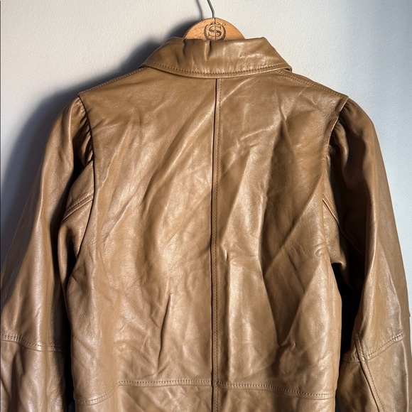 GANNI LAMB LEATHER BUTTON DOWN CARAMEL 4 - Picture 8 of 11